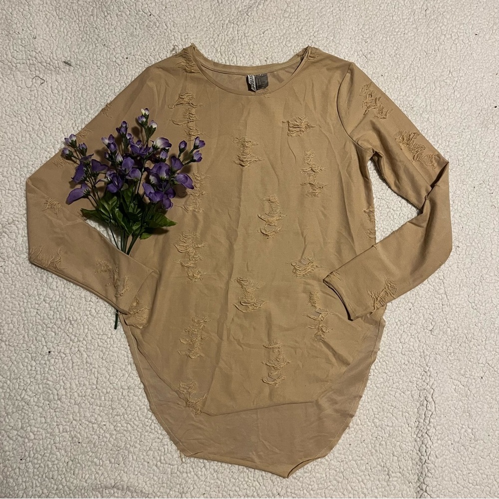 H&M - Ripped Tan sweater